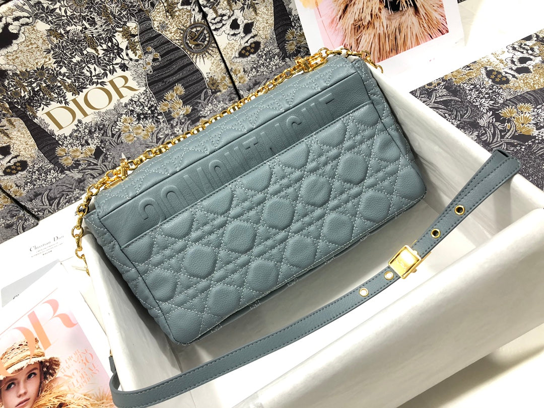 Dior Large Caro Bag M9243 Calfskin Blue - Default Title - View 2