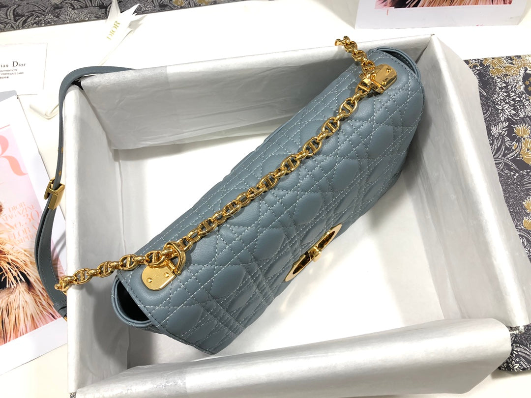 Dior Large Caro Bag M9243 Calfskin Blue - Default Title - View 6