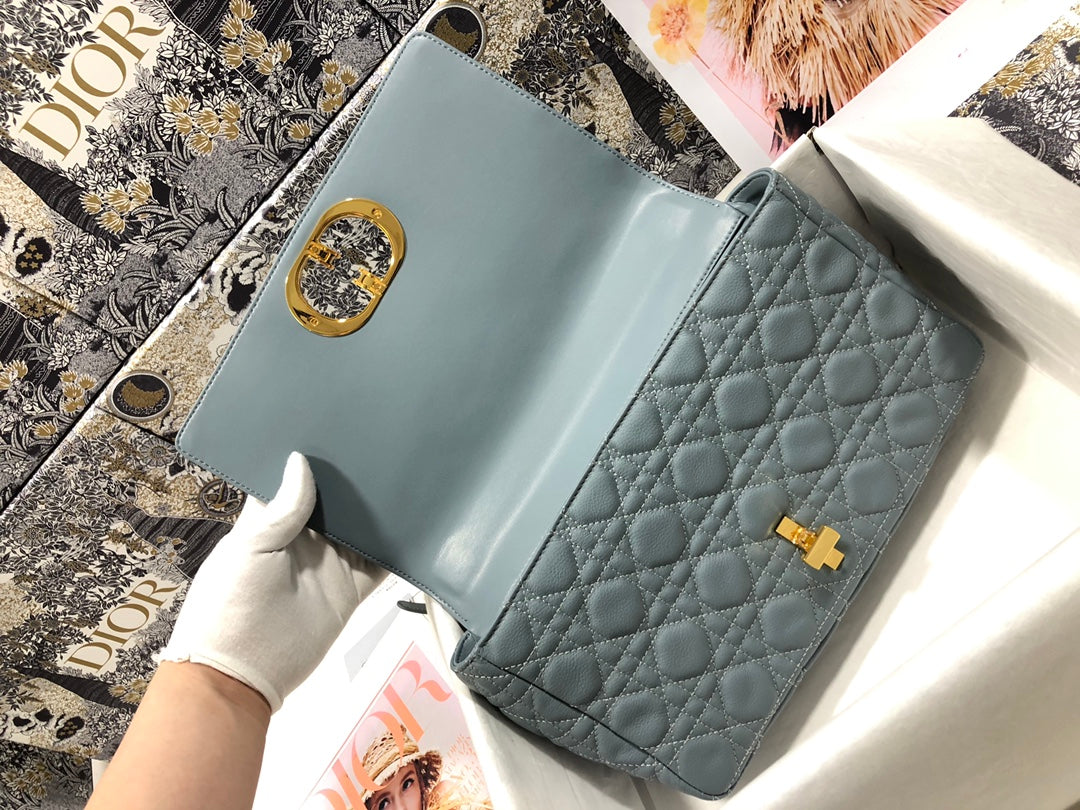 Dior Large Caro Bag M9243 Calfskin Blue - Default Title - View 7