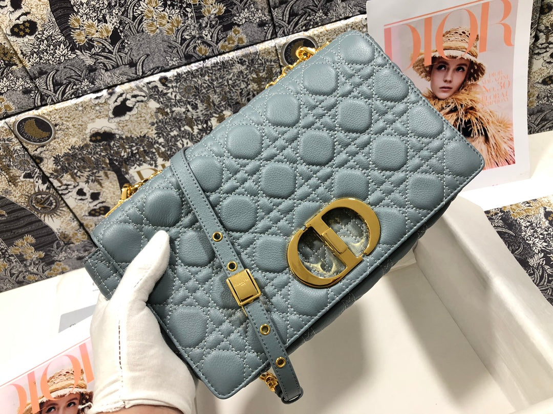 Dior Large Caro Bag M9243 Calfskin Blue - Default Title - View 9