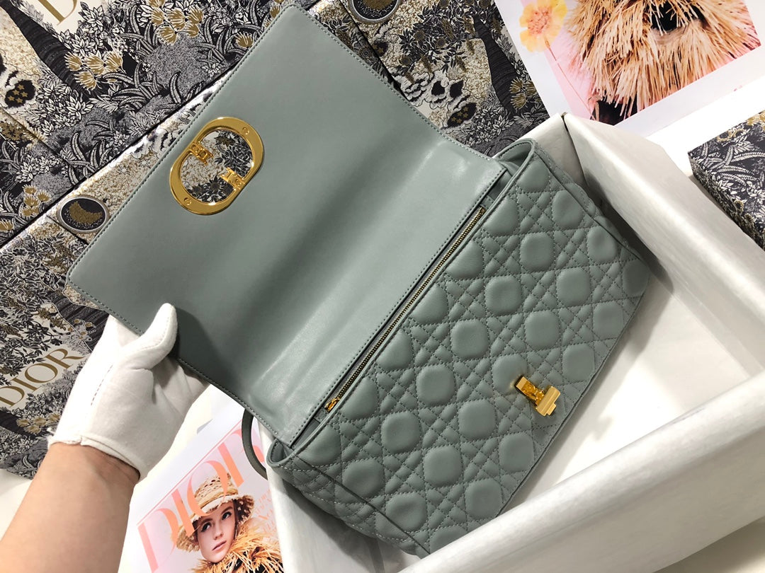 Dior Large Caro Bag M9243 Calfskin Gray - Default Title - View 7