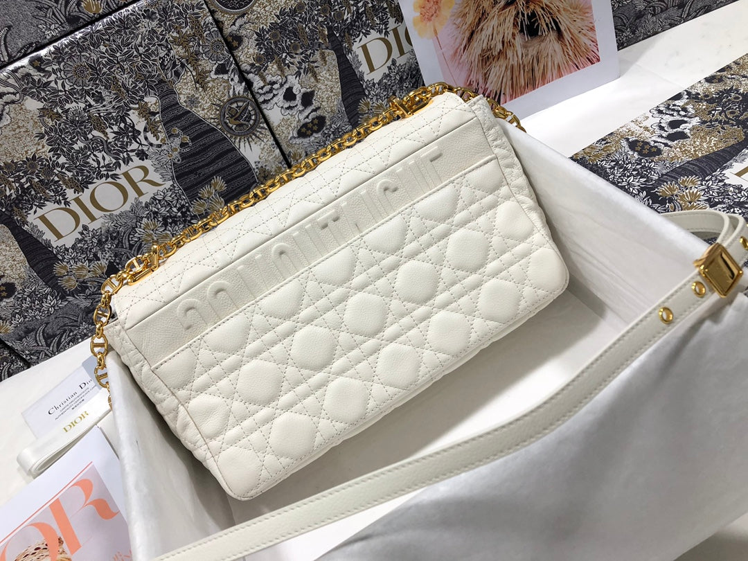 Dior Large Caro Bag M9243 Calfskin white Gold - Default Title - View 2