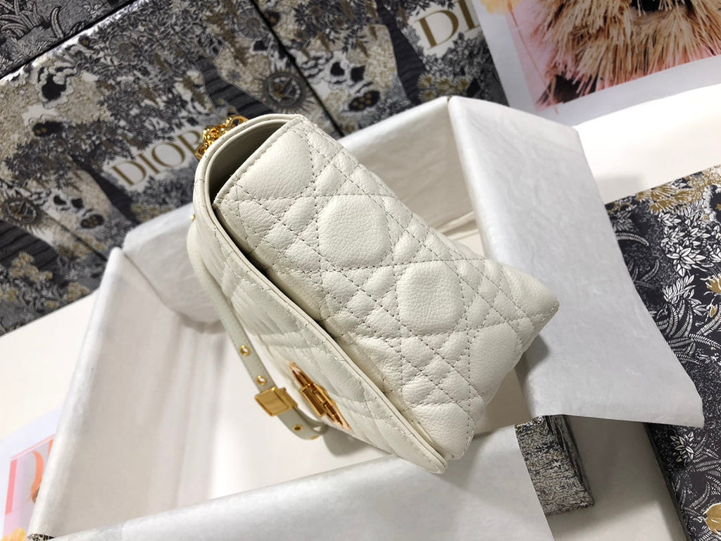 Dior Large Caro Bag M9243 Calfskin white Gold - Default Title - View 4