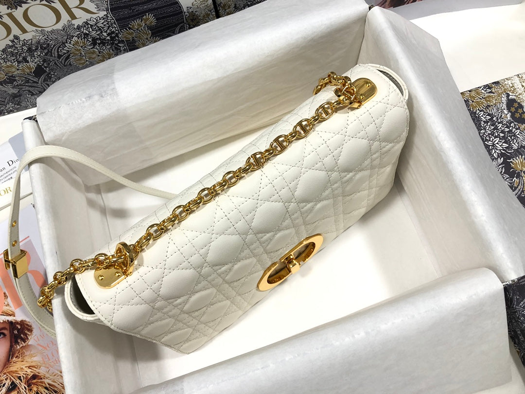 Dior Large Caro Bag M9243 Calfskin white Gold - Default Title - View 6