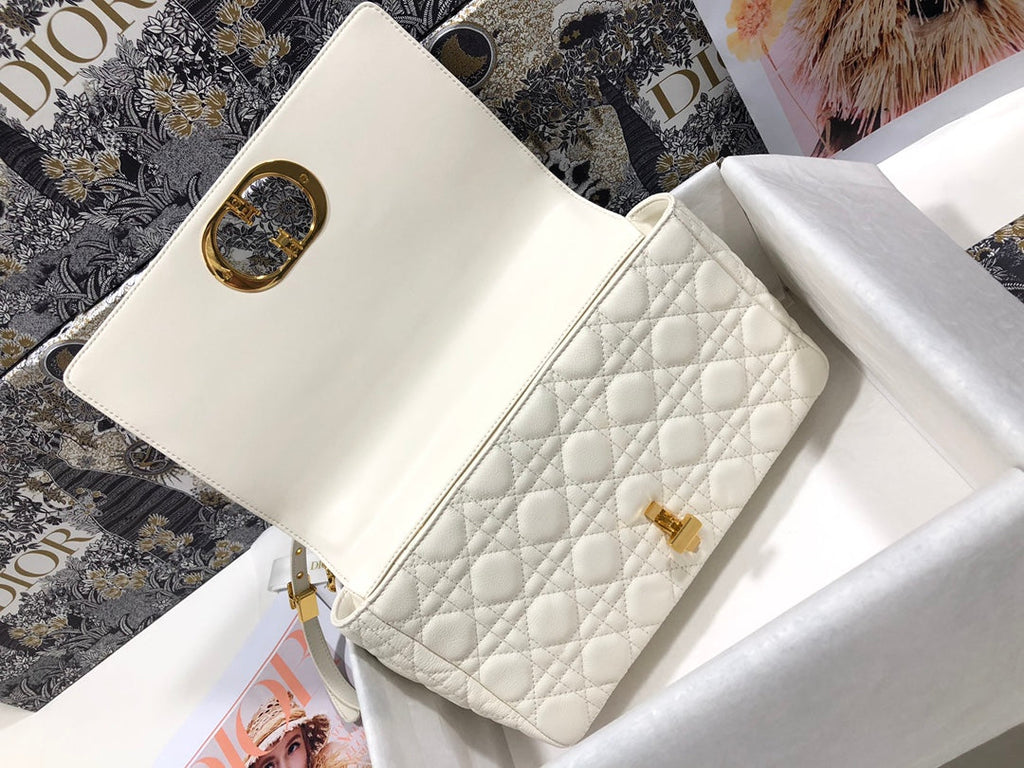 Dior Large Caro Bag M9243 Calfskin white Gold - Default Title - View 7