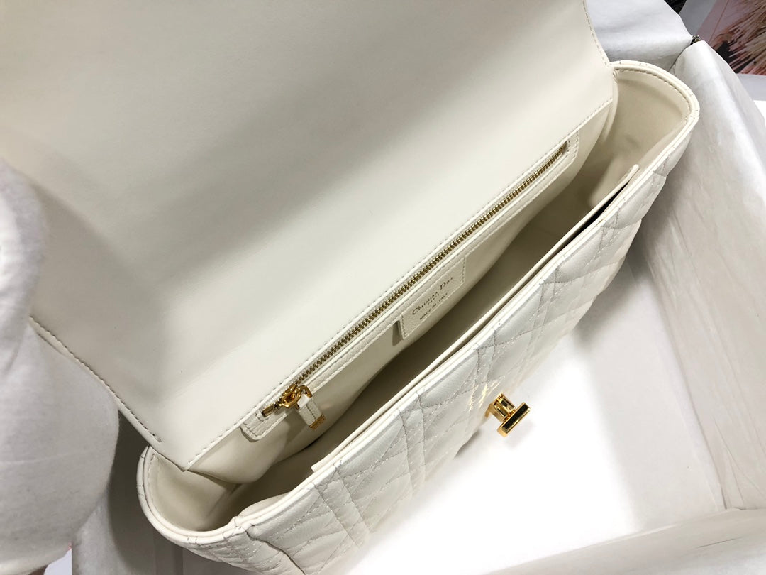 Dior Large Caro Bag M9243 Calfskin white Gold - Default Title - View 8