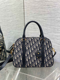 Dior Large D-Vibe Bowling Bag M1341 Blue Dior Oblique Jacquard
