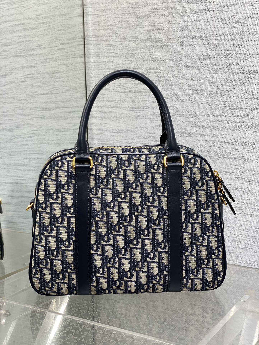 Dior Large D-Vibe Bowling Bag M1341 Blue Dior Oblique Jacquard