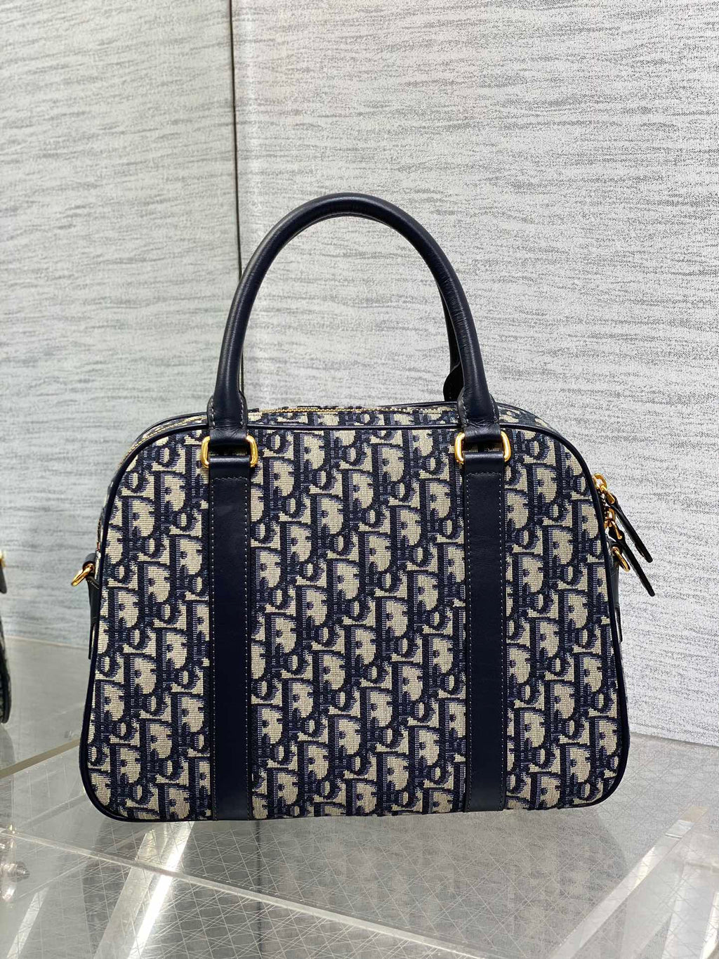 Dior Large D-Vibe Bowling Bag M1341 Blue Dior Oblique Jacquard - Default Title - View 3