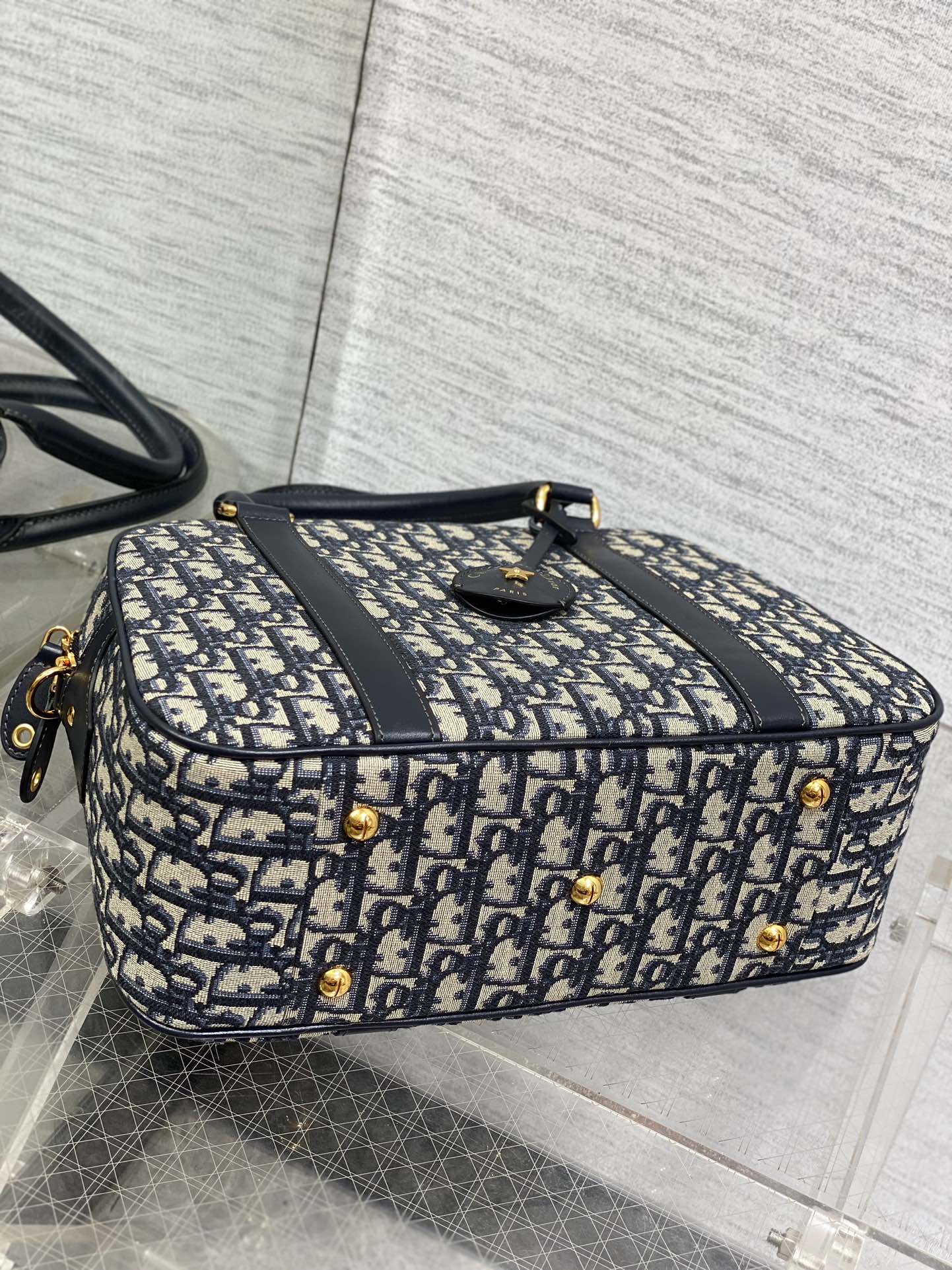 Dior Large D-Vibe Bowling Bag M1341 Blue Dior Oblique Jacquard
