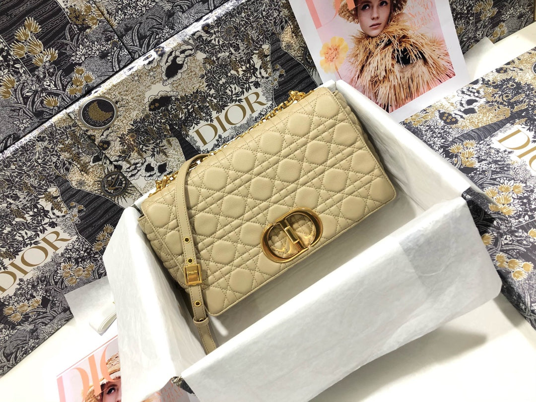 Dior Large Caro Bag M9243 Calfskin Apricot - Default Title - View 1