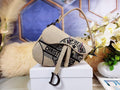 Dior M0446 Saddle Bag Beige Jute Canvas Embroidered