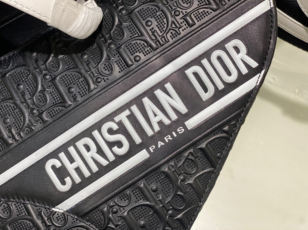 Dior M0446 Saddle Bag Black Oblique Perforated and Embossed Calfskin