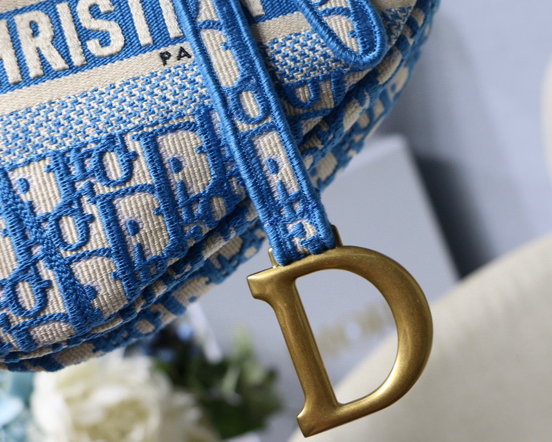 Dior M0446 Saddle Bag Burgundy Dior Oblique Jacquard Blue