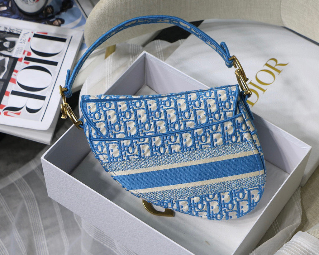 Dior M0446 Saddle Bag Burgundy Dior Oblique Jacquard Blue