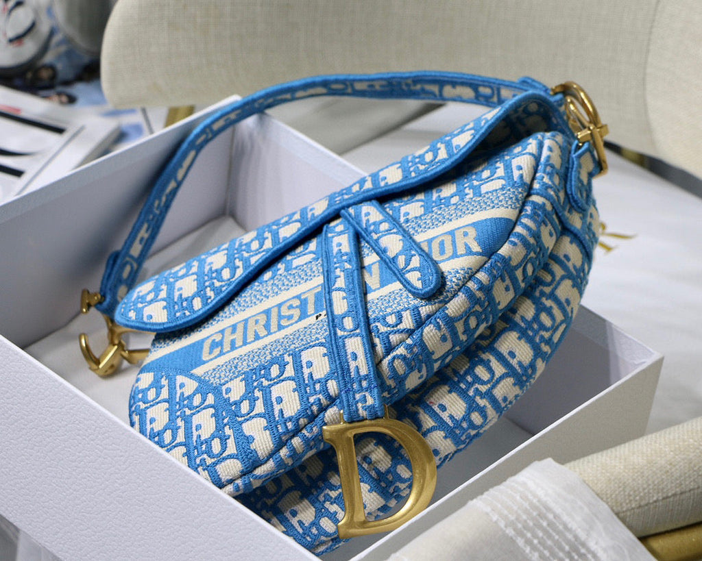 Dior M0446 Saddle Bag Burgundy Dior Oblique Jacquard Blue