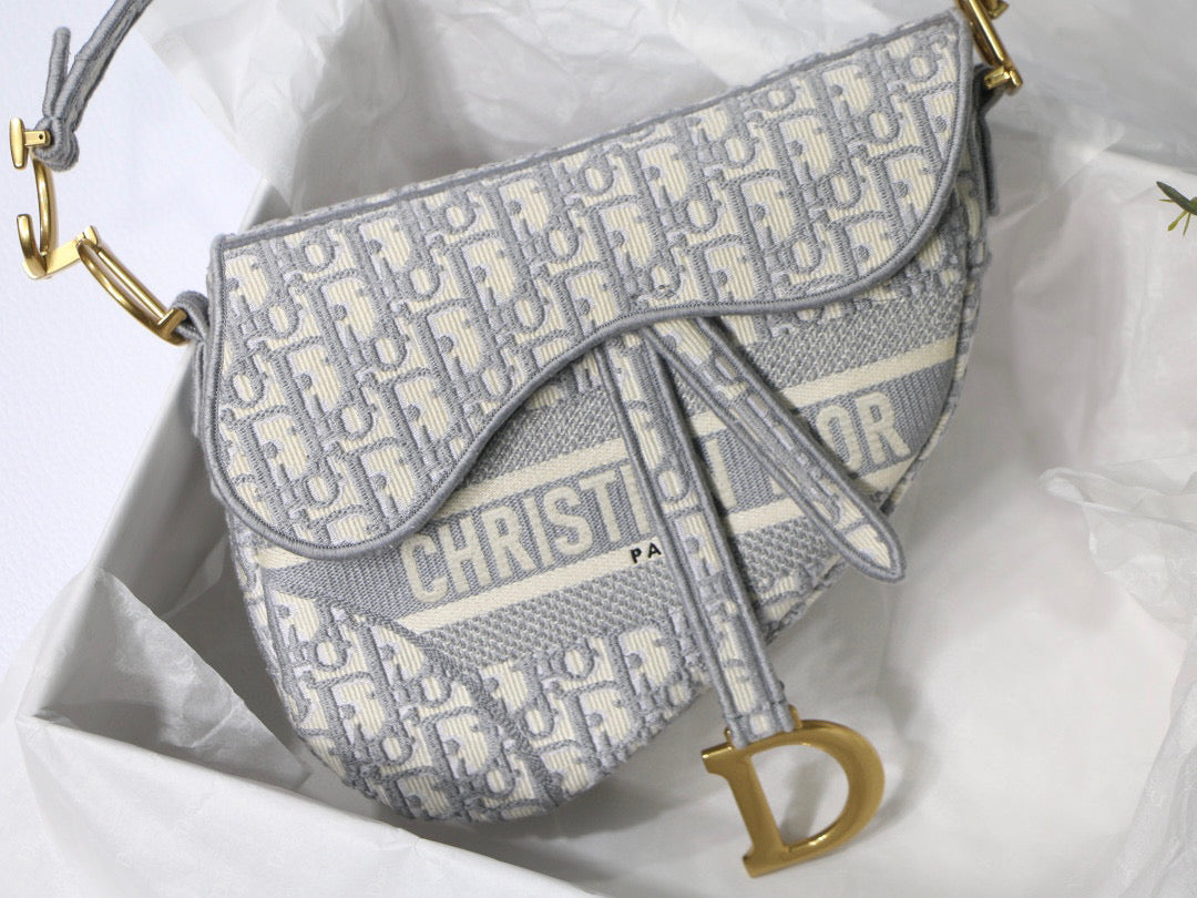 Dior M0446 Saddle Bag Burgundy Dior Oblique Jacquard Gray