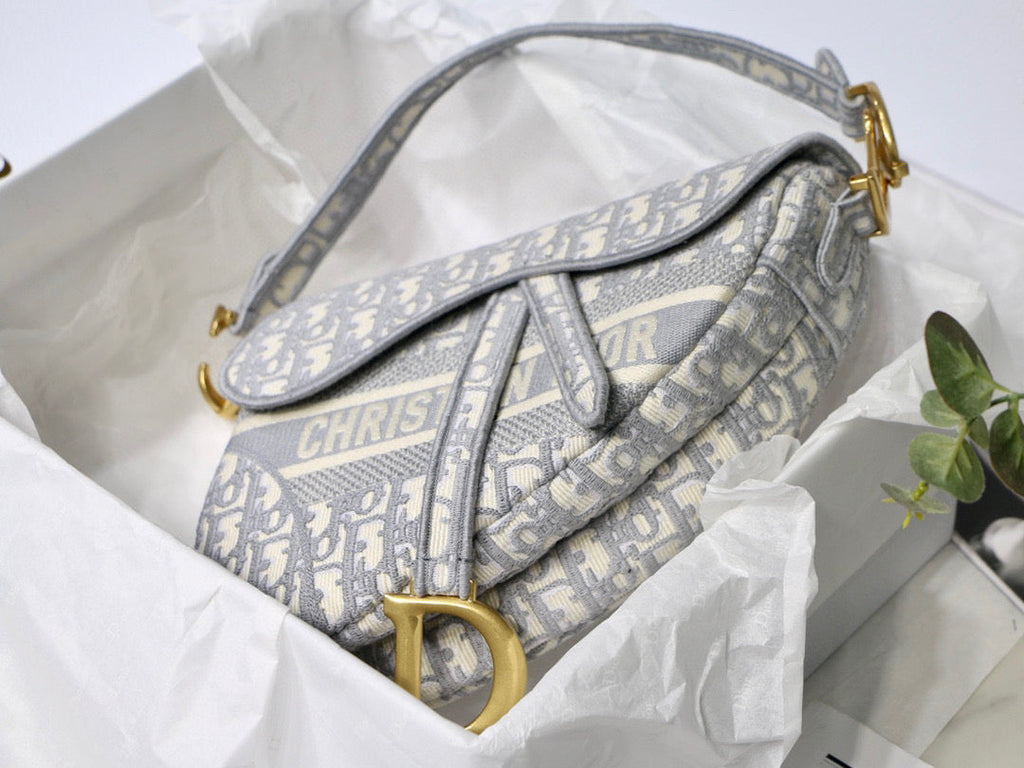 Dior M0446 Saddle Bag Burgundy Dior Oblique Jacquard Gray