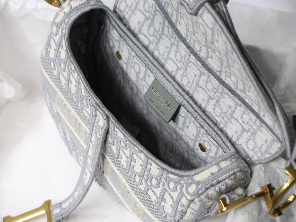 Dior M0446 Saddle Bag Burgundy Dior Oblique Jacquard Gray