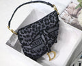Dior M0446 Saddle Bag Gray Mizza Embroidery