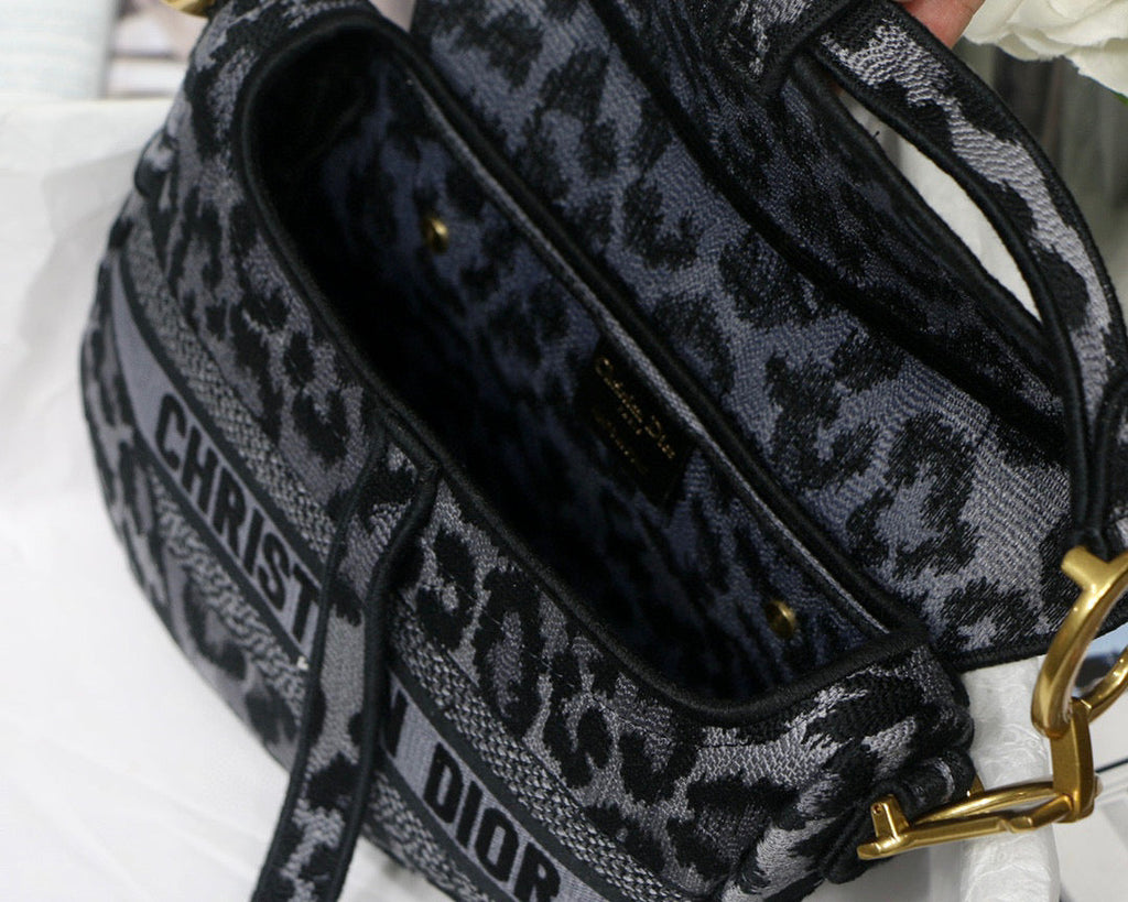 Dior M0446 Saddle Bag Gray Mizza Embroidery