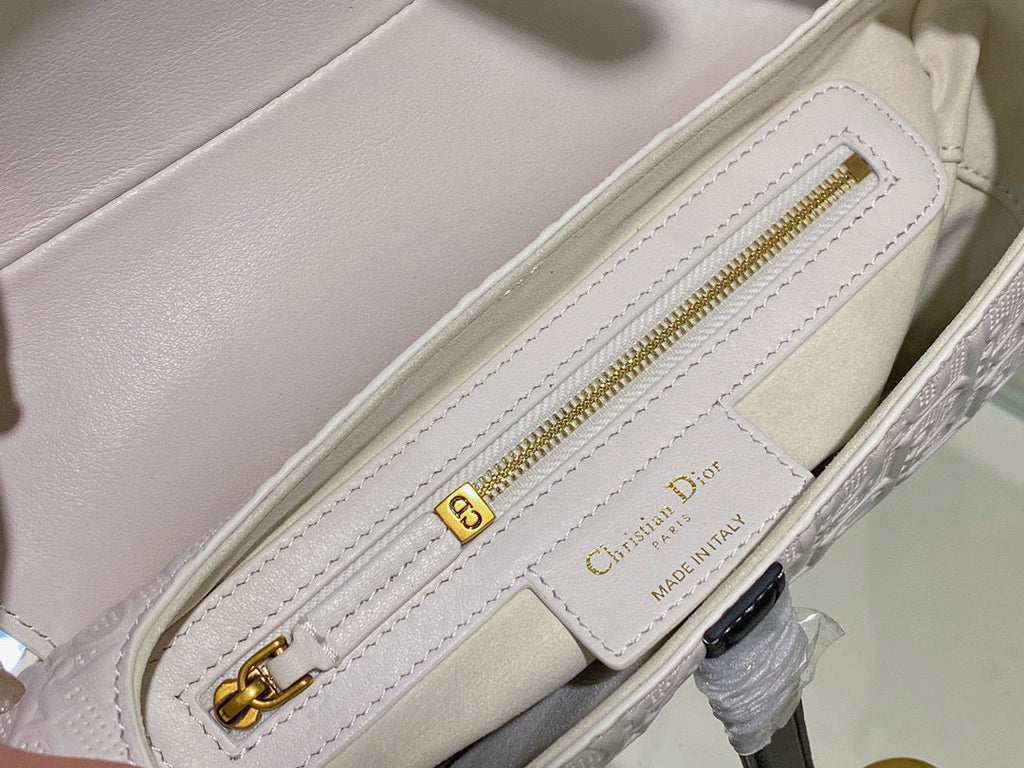 Dior M0446 Saddle Bag White and Blue Dior Oblique Perforated Calfskin