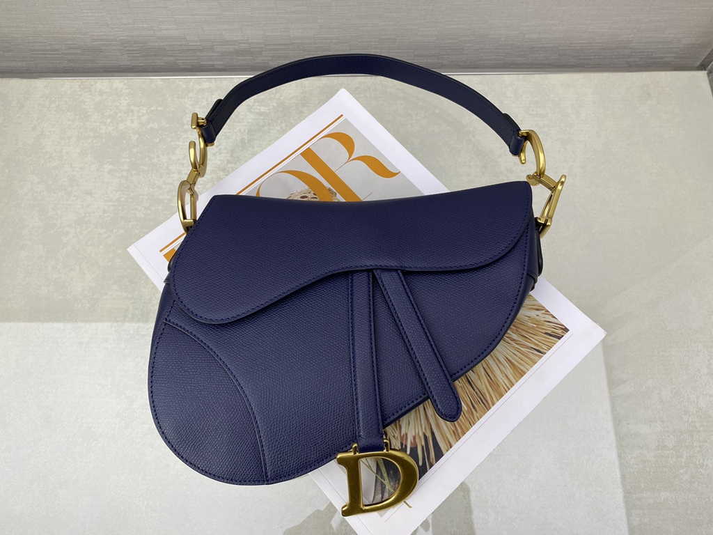 11. Dior Saddle Bag M0455 embossed Dior logo on front flap