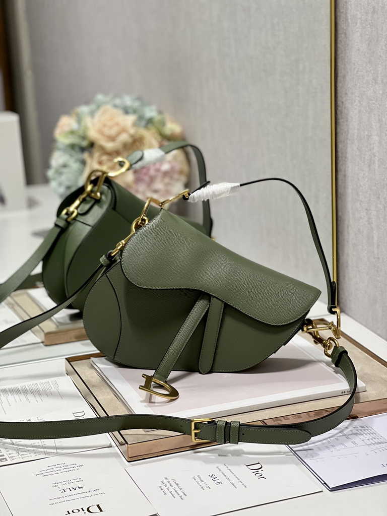 11. Dior M0455 black calfskin Saddle Bag with antique gold hardware