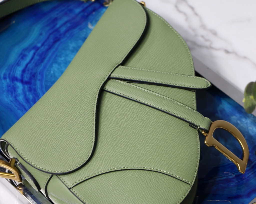 Dior M0455 Saddle Bag with Strap Light Green Grained Calfskin