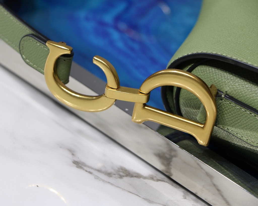 Dior M0455 Saddle Bag with Strap Light Green Grained Calfskin