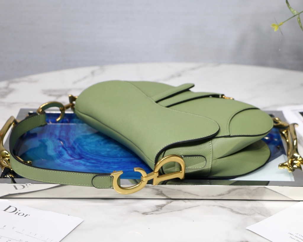 Dior M0455 Saddle Bag with Strap Light Green Grained Calfskin