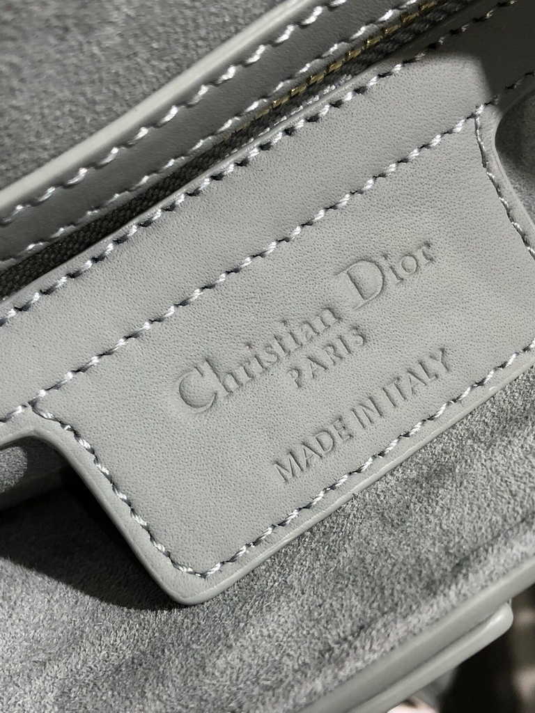 Dior M0455 Saddle Bag with Strap Gray Smooth Calfskin