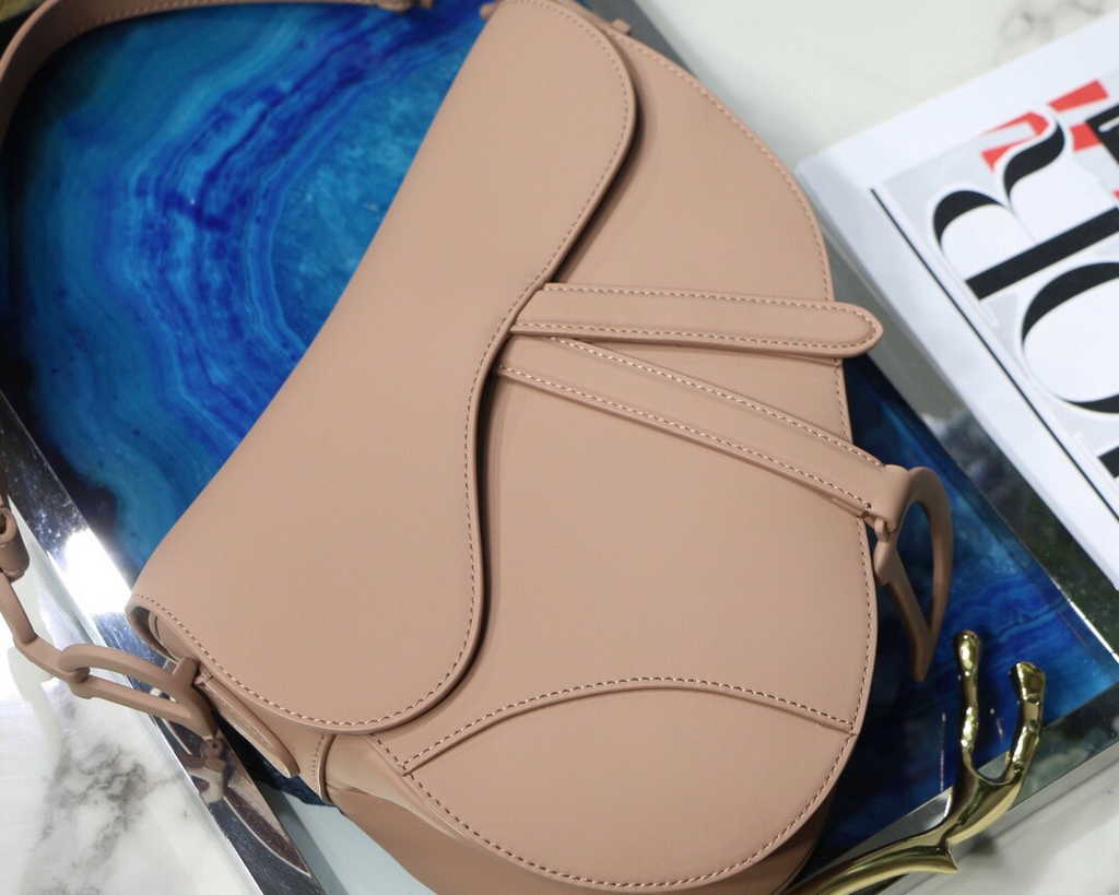 Dior M0455 Saddle Bag with Strap Light Pink Smooth Calfskin