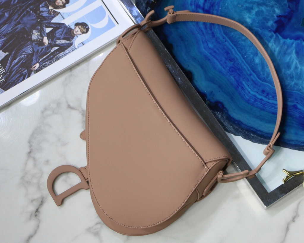 Dior M0455 Saddle Bag with Strap Light Pink Smooth Calfskin