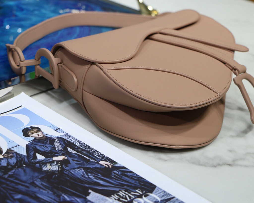 Dior M0455 Saddle Bag with Strap Light Pink Smooth Calfskin