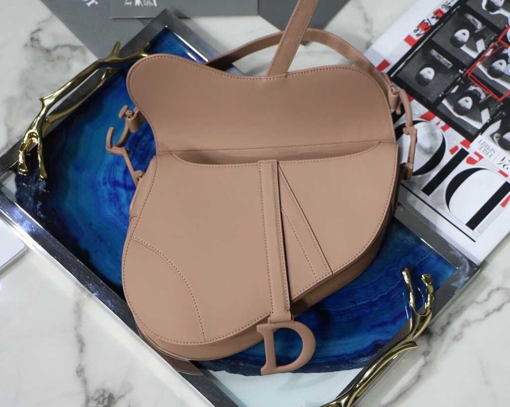 Dior M0455 Saddle Bag with Strap Light Pink Smooth Calfskin