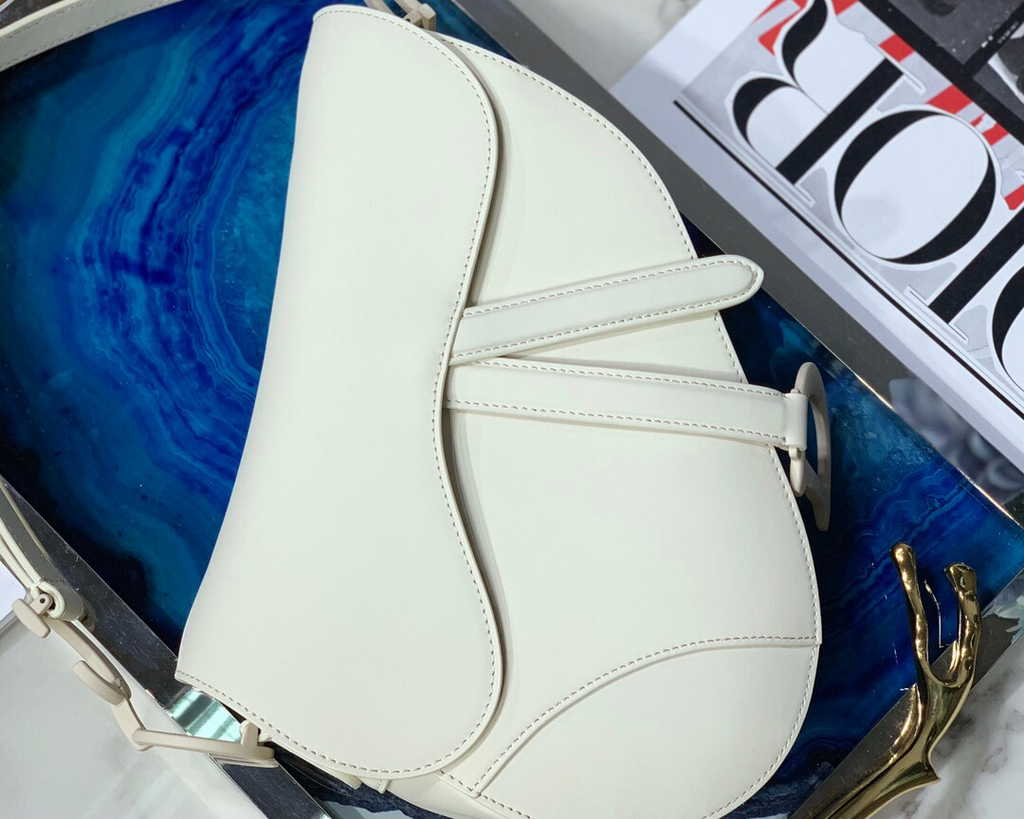 Dior M0455 Saddle Bag with Strap Beige Smooth Calfskin