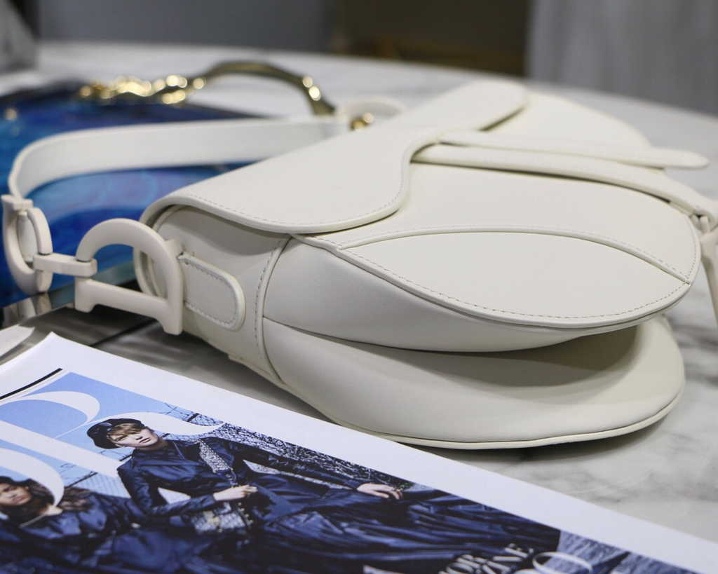 Dior M0455 Saddle Bag with Strap Beige Smooth Calfskin