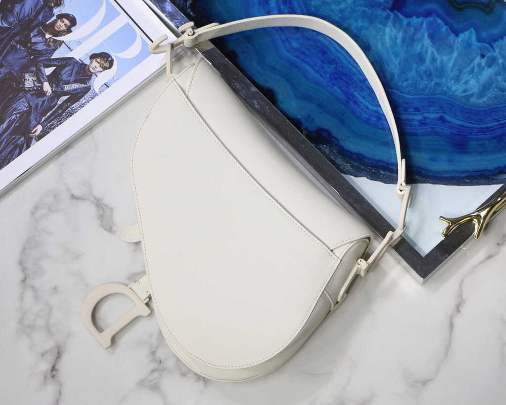 Dior M0455 Saddle Bag with Strap Beige Smooth Calfskin