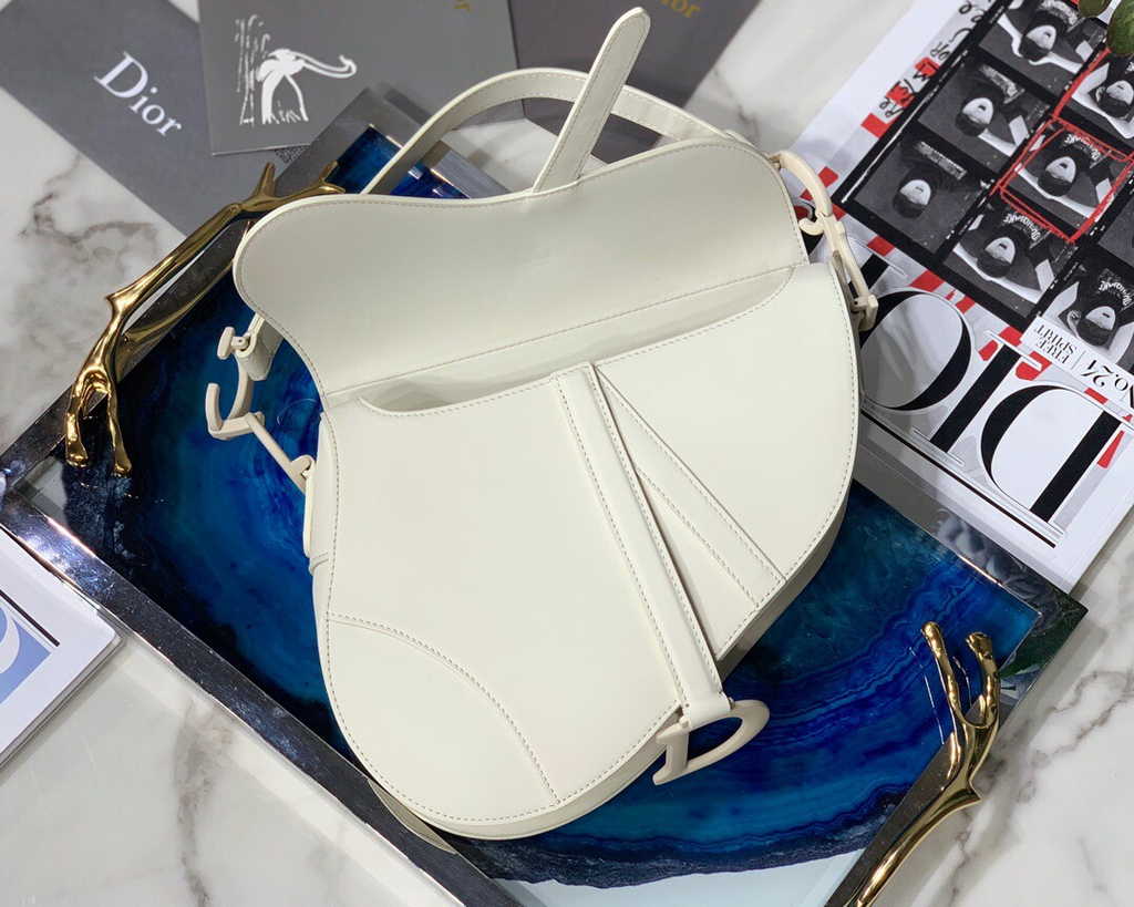 Dior M0455 Saddle Bag with Strap Beige Smooth Calfskin