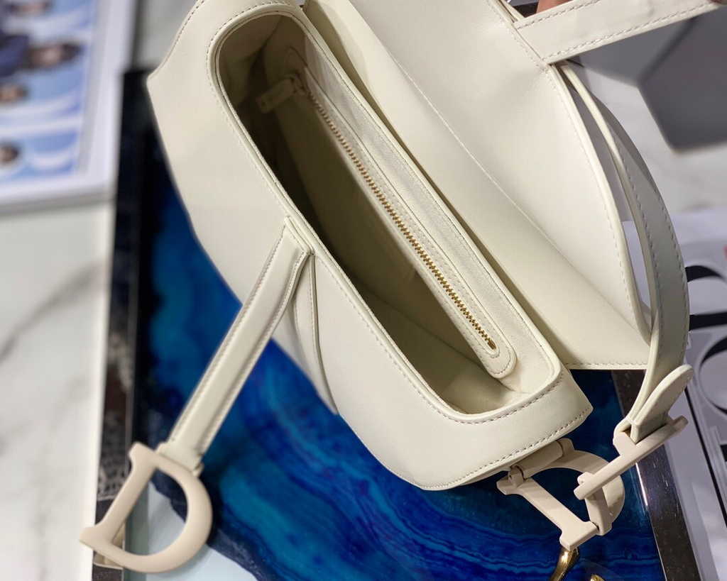 Dior M0455 Saddle Bag with Strap Beige Smooth Calfskin