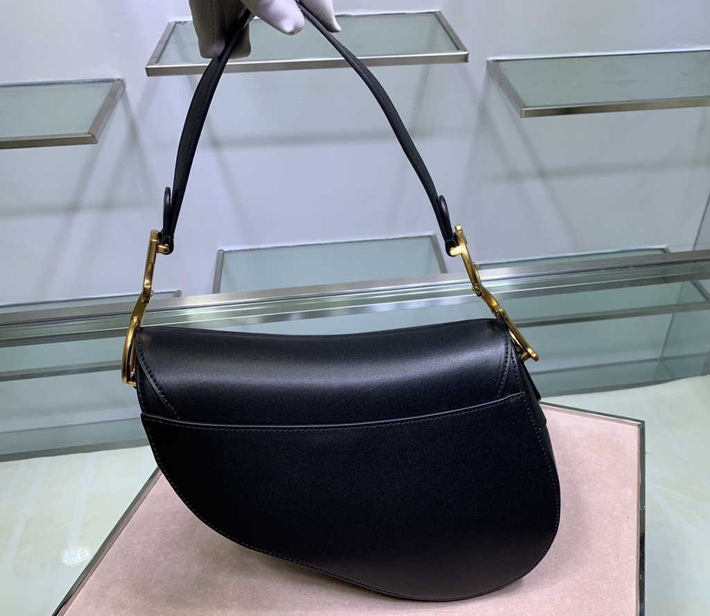 Dior M0455 Saddle Bag with Strap Black Black Smooth Calfskin
