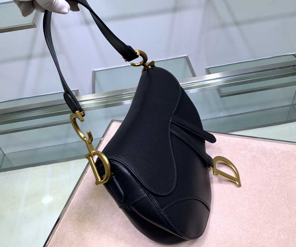 Dior M0455 Saddle Bag with Strap Black Black Smooth Calfskin