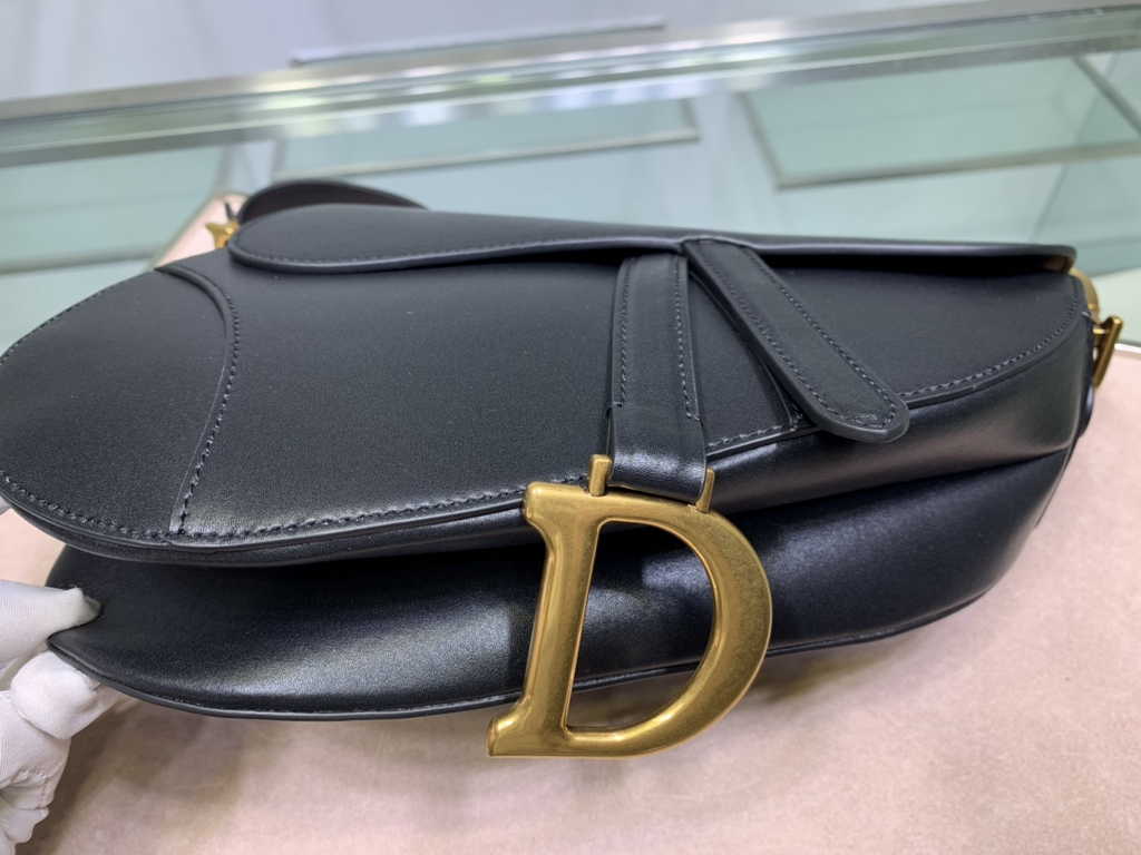 Dior M0455 Saddle Bag with Strap Black Black Smooth Calfskin