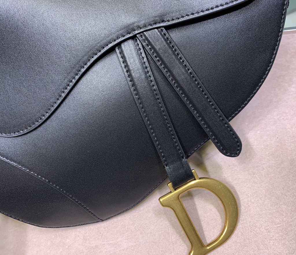 Dior M0455 Saddle Bag with Strap Black Black Smooth Calfskin