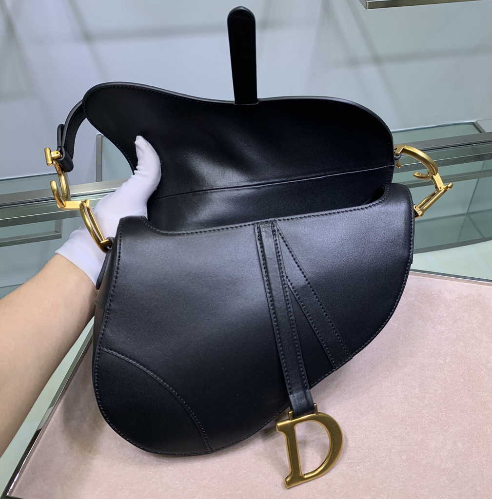Dior M0455 Saddle Bag with Strap Black Black Smooth Calfskin