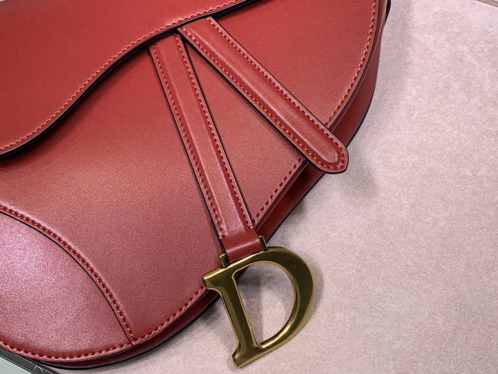 Dior M0455 Saddle Bag with Strap Red Black Smooth Calfskin