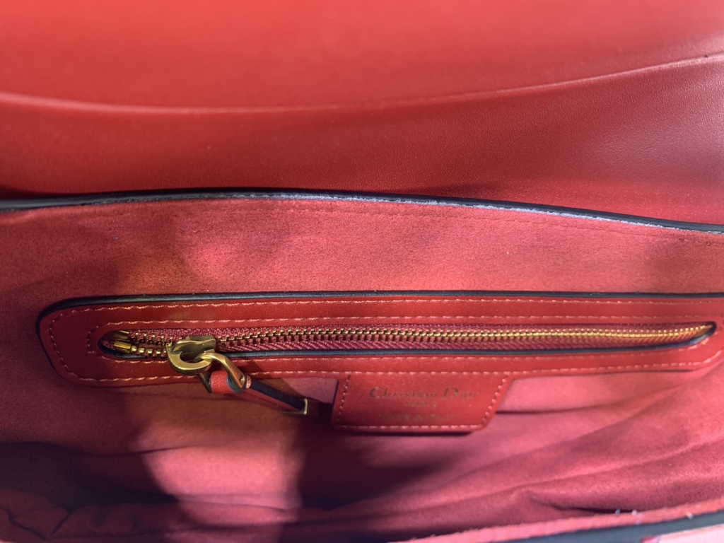 Dior M0455 Saddle Bag with Strap Red Black Smooth Calfskin