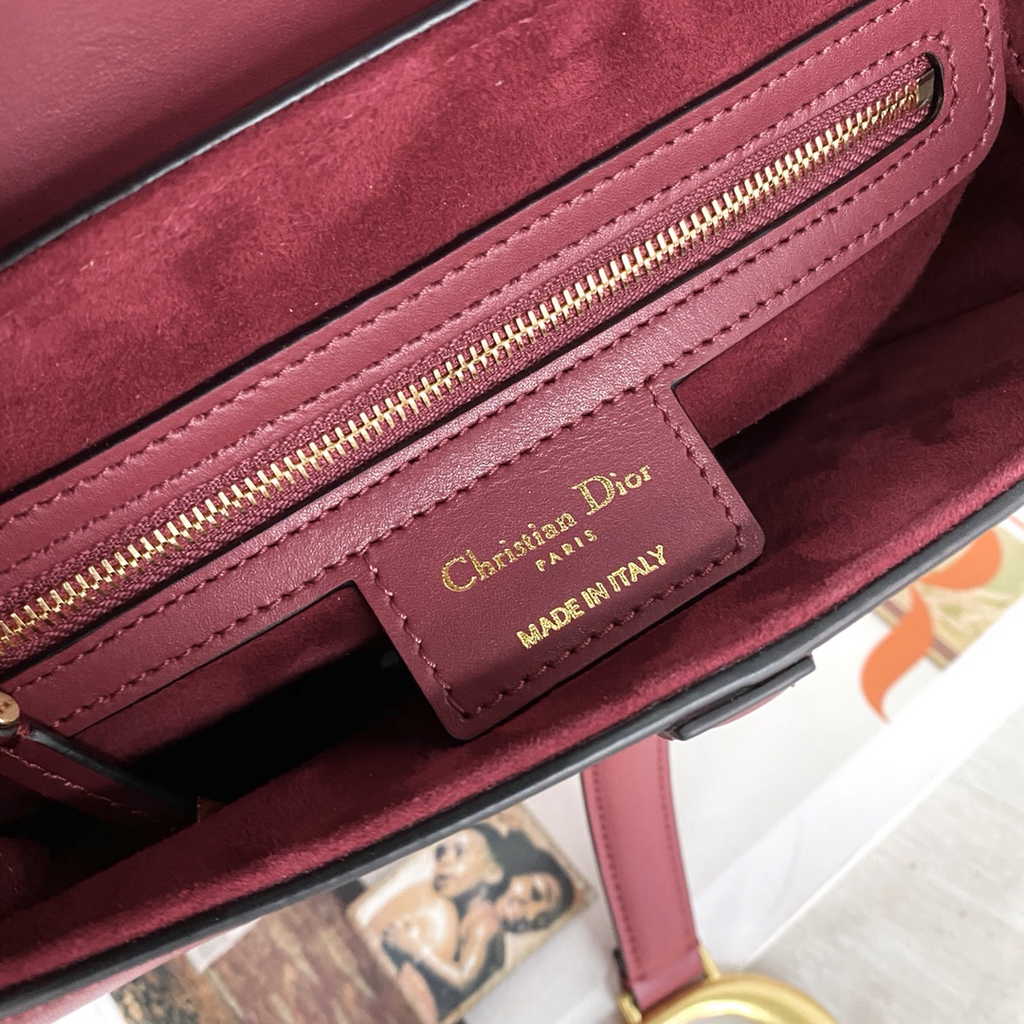 Dior M0455 Saddle Bag with Strap Wine Red Smooth Calfskin