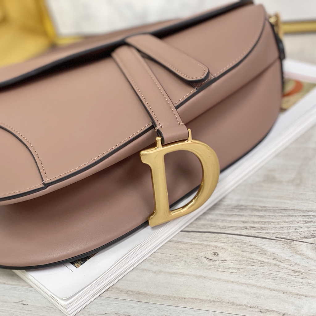 Dior M0455 Saddle Bag with Strap Light Pink Smooth Calfskin Gold